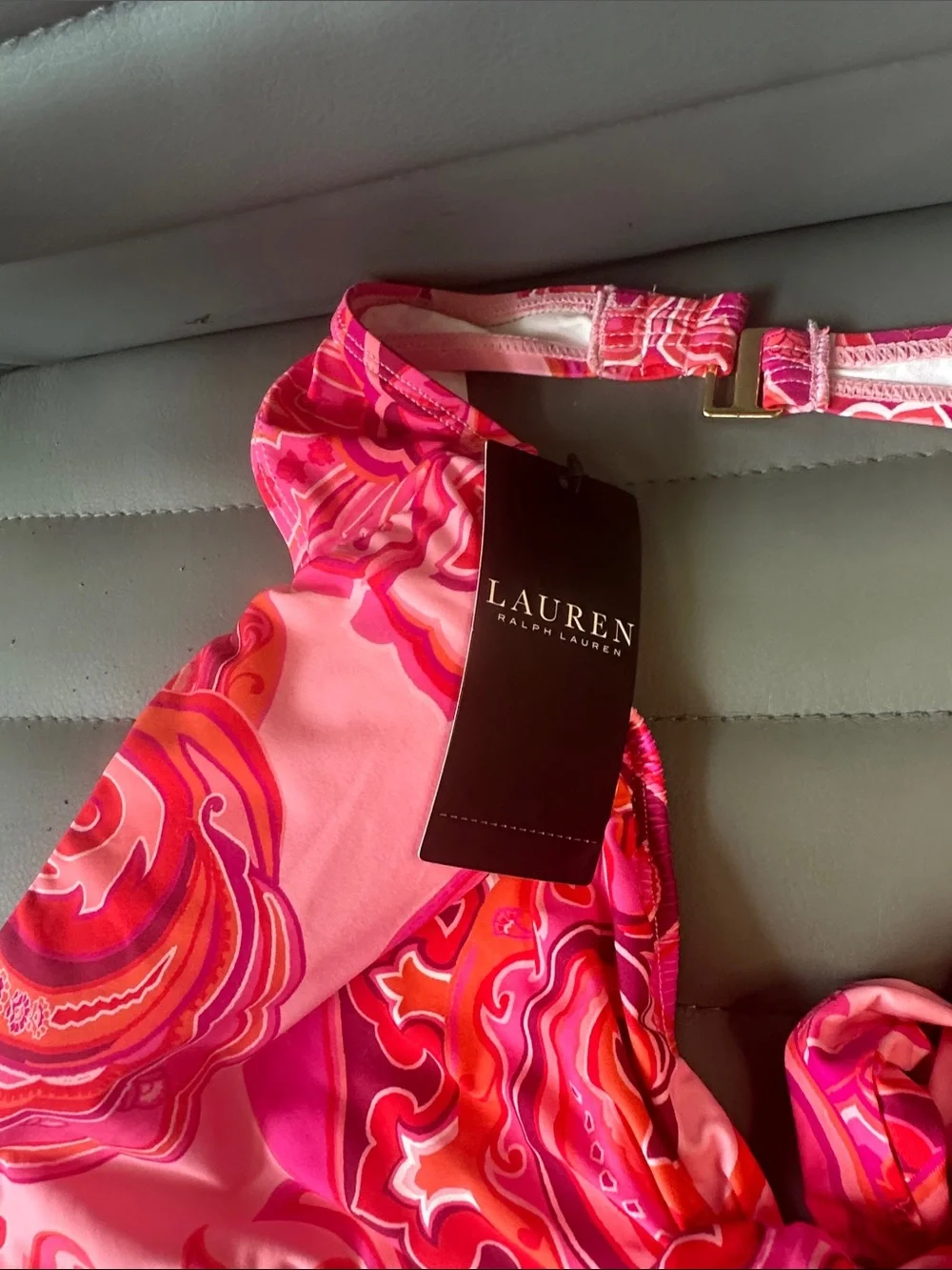 Lauren Ralph Lauren Pink & Fuchsia Swirl Tie Bikini Set